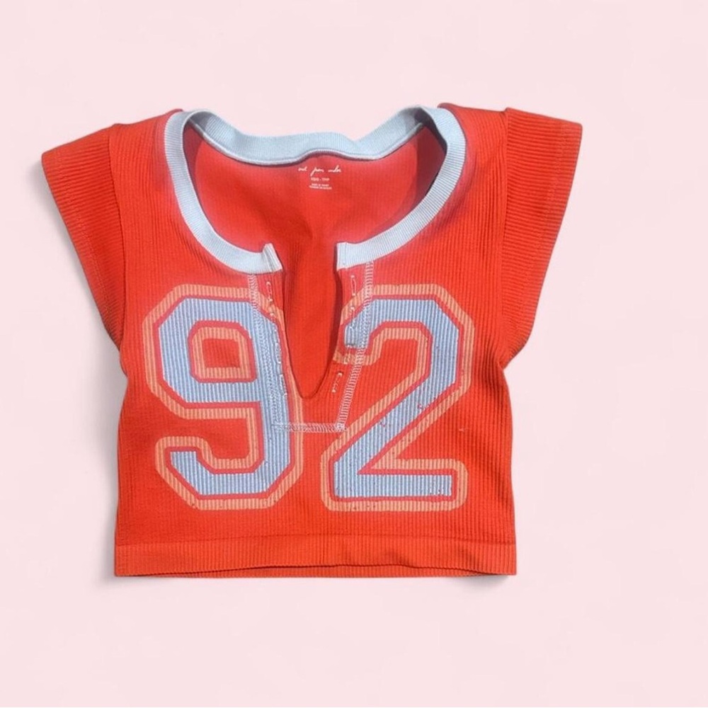 Red '92' Ribbed Zip-Front Tank Top